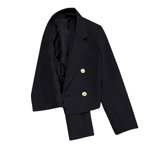 Women's Double Breasted Blazer Button Long Sleeve Fashion Business Casual Short Casual Suit Jacket4