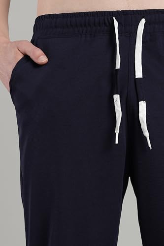 Image of SWADESI STUFF Men's Cotton Blend Track Pants, Black, Comfort Fit with Drawstring, Side Pockets for Regular Wear, Sports, Joggers