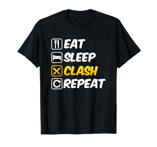 Clan de juegos móviles Eat Sleep Clash Repeat Camiseta