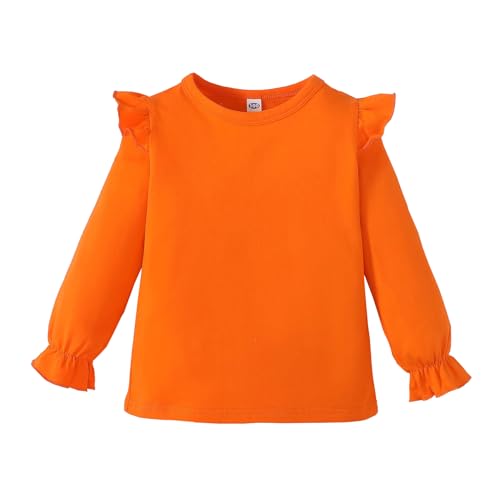 Magic Park 12M-7Y Baby Toddler Girl Long Sleeve Blouse Kids Solid Color Basic Tee Tops Little Girls Ruffle Cuffs T-Shirts