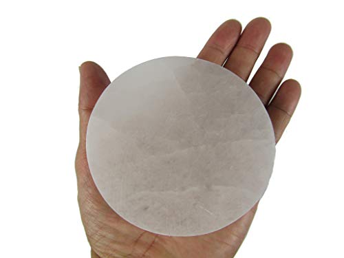 CircuitOffice 4' Selenite Plate Circle, Cleanse and Charge Crystals Or Gemstones, for Healing, Metaphysical, Meditation, Wicca, Decoration or Gift