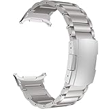 MaKTech チタンバンド,トータスバックル付きメタルベルト、サムスンギャラクシー ウォッチ Samsung Galaxy Watch Ultra 47mm[2024]用 (シルバー)