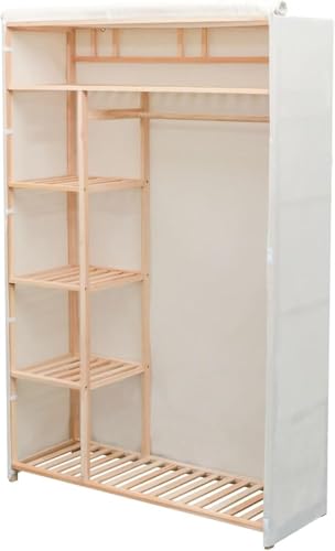 Estante de almacenamiento de ropa plegable con marco de madera estable 3