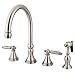 Kingston Brass GS2798GLBS Georgian Widespread Two Handle Kitchen Faucet with Matching Brass Sprayer, 8-1/4-Inch in Spout Reach, Brushed Nickel