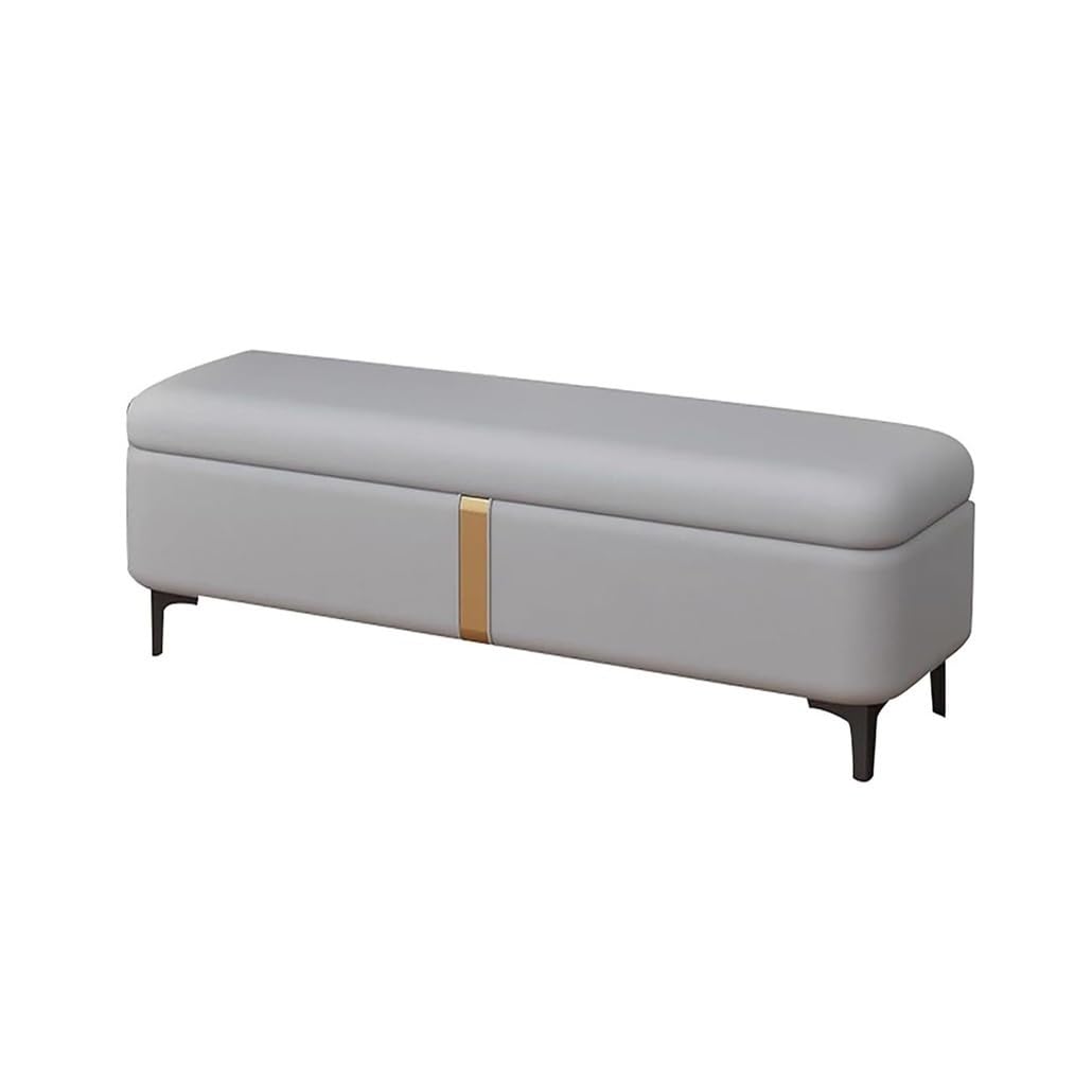 SXZenSpace Storage Benches End Of Bed Bench Large Upholstered Ottoman Leather Material Shoe Cabinet For Bedroom Entryway Closet(Light gray,40x40x40cm)