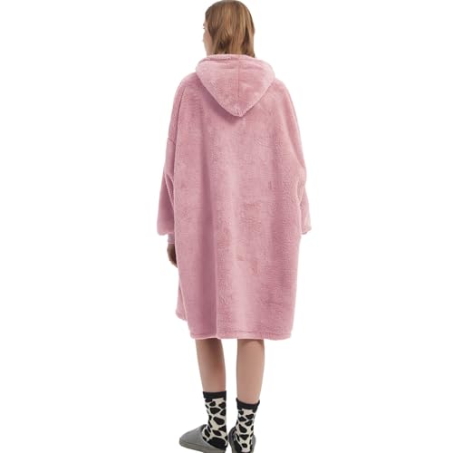 FELOVE Hoodie Decke Ärmeln Kuschelpullover Mit einer großen Tasche,Tragbare Decke Ultra Soft Bequemer Kuschel Erwachsene Hoodie,Warm Kuscheldecke weich als Geschenke für Frauen Freundin Mütter
