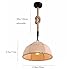 DVJING Hand-woven Hemp Rope Chandelier, American Country Semi-Circular Cloth Shade Pendant Light, Farmhouse Vintage Willow Ceiling Light Fixture, Dining Room Living Room Kitchen Staircase Foyer Hangin