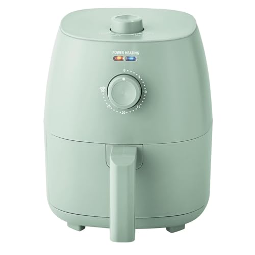 2.2 Quart Compact Air Fryer, Adjustable Temperature and Timer Dial Control, Nonstick Basket, 1500W Countertop Cooker for Crispy Meals, Small Kitchen Appliance (Sage Green)