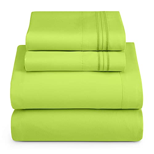 Clara Clark Queen Sheets Set, Deep Pocket Bed Sheets For Queen Size Bed - 4 Piece Queen Size Sheets, Extra Soft Bedding Sheets & Pillowcases, Garden Green Sheets Queen #TOP1