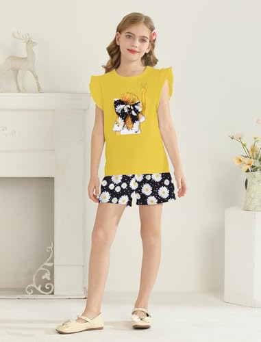 Image of Girls Summer Outfits Cute Sleeveless Top High Waisted Short Sets with Pockets Teen Girl Clothes Size 6-14 T