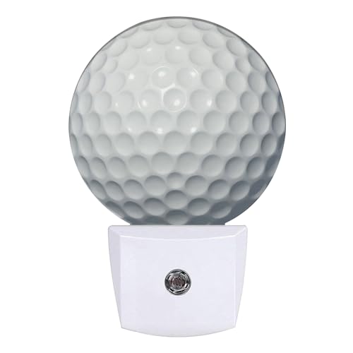 Image of Golf Ball Night Light Sport Ball Night Lights LED Lamp Round Plug into Wall Nightlight with Dusk to Dawn Sensor Home Hallway Stairway Kitchen Decor