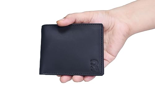 Leather Wallets for Men - Premium Bifold Men’s Wallet with ID Window, Multiple Card Slots, and Flip Pocket (Decent, Black)4