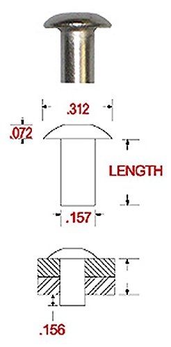 5/32 X 3/4 Length, Solid 1100F Aluminum Round Head Rivet, Plain Finish (Pack of 1 Pound - Approximately 516 Pieces)