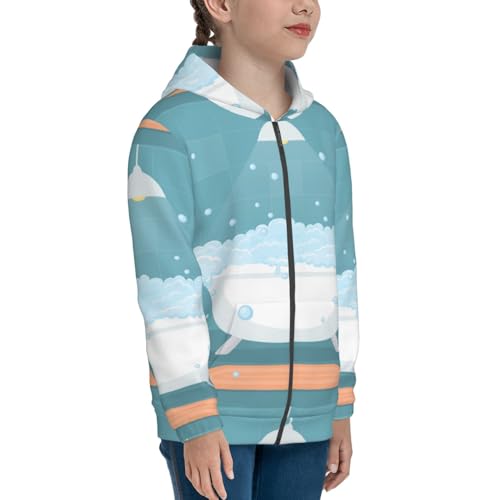 Bathtub with Soap Bubbles Kid Hoodies Boys Zip Up Sweatshirts Girls Pullover with Pocket4