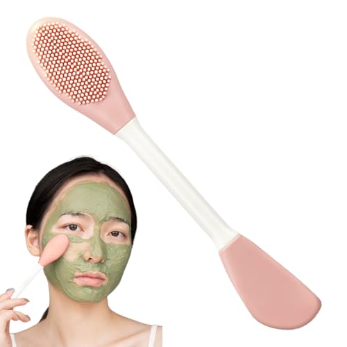 Cepillo facial de silicona – Exfoliante facial de doble cabeza para masaje | Mango ergonómico, aplicador facial de viaje para ducha y desmaquillante