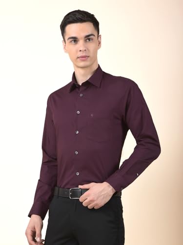 Image of Cantabil Formal Shirt for Men | Breathable & Soft with Color Fastness Regular Cotton Fabric Solid Pattern (P MSHF00364H)