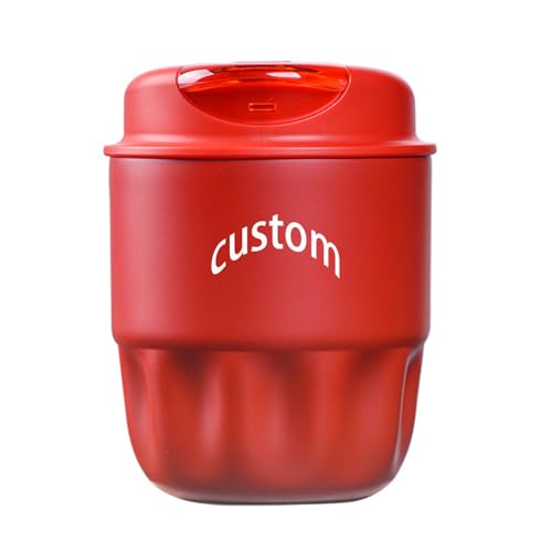 Taza térmica personalizada de camping con tapa, acero inoxidable de doble pared, 260 ml, taza de acero inoxidable para camping, oficina, hogar, botella de agua aislada al vacío