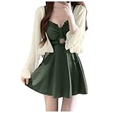 水着 レディース ワンピース 体型カバー 2点セット 可愛い 韓国 UVカット カーディガン 無地 フリル キャミソール カップ付き ハイウエスト セクシー 肩出し ビーチウェア 肌守り おしゃれ 海水浴 場リゾート 温泉 旅行