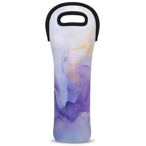 Neoprene Wine Tote Carrier Bag for Wine,Water, Champagne, Beer, Baby Bottles 15.6 x 5.1 Inches, Protective Wine Bag,Purple Abstract Gradient
