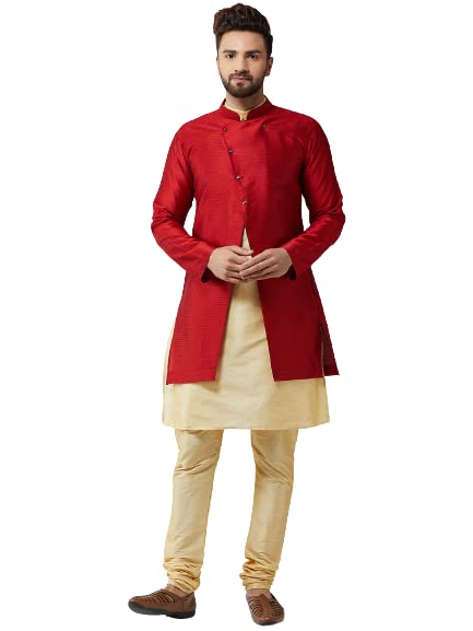 sojanya Men's Silk Blend Solid Kurta & Pyjama Set-picture-15