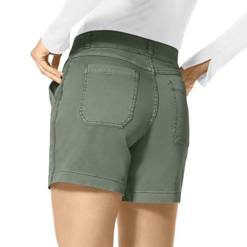 Generic Women Stretch Twill Shorts Summer Casual Bermuda Shorts Pull On Chino Shorts Elastic Waist Stretchy Denim Shorts - Image 6