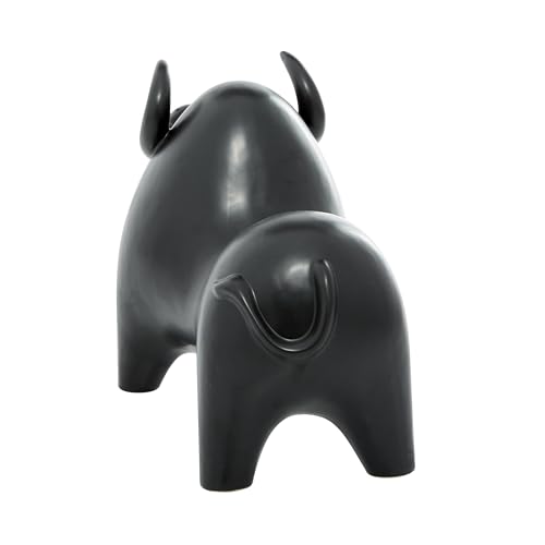 Escultura Decorativa de Cerámica Porcelana Toro Negro 13"x6"x9" miniatura 3