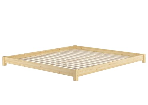 Erst-Holz®Flaches Doppelbett Massivholzbett Niedrigbett 180x200 Kiefer massiv V-60.51-18Rollrost inkl.