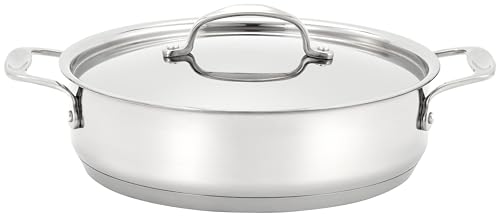 Stellar S764 Sauteuse/Schwenkpfanne mit Antihaftbeschichtung, zwei Griffen, Edelstahl, silber, 24 cm