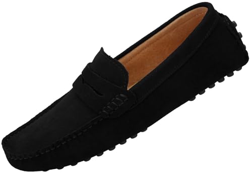 JIONS Mens Driving Penny Loafers Suede Moccasins Slip On Casual Dress Boat Shoes2