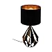 Produktbild EGLO Tischlampe Carlton 5, 1 flammige Vintage Tischleuchte, Nachttischleuchte aus Stahl und Stoff, Farbe: Schwarz, kupfer, Fassung: E27, inkl. Schalter