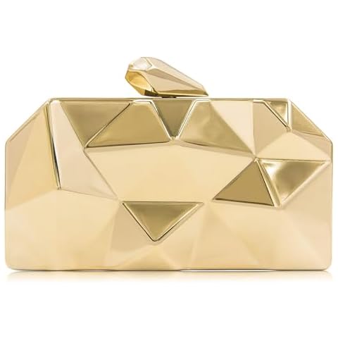 Milisente Gold Metal Clutch Bag for Events Cover