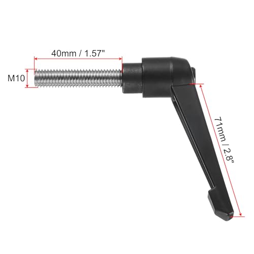 Image of uxcell Adjustable Clamping Lever Handle M10 x 40mm Metric 304 Stainless Steel Male Threaded Stud Hand Knobs Push Button Ratchet Rotating Screw Handles Bolts with Locking Lever Black