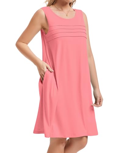 Image of CHICGAL Womens Summer Dresses Casual Loose Pleated Front Tshirt Sleeveless Tank Sundresses with Pockets 2026