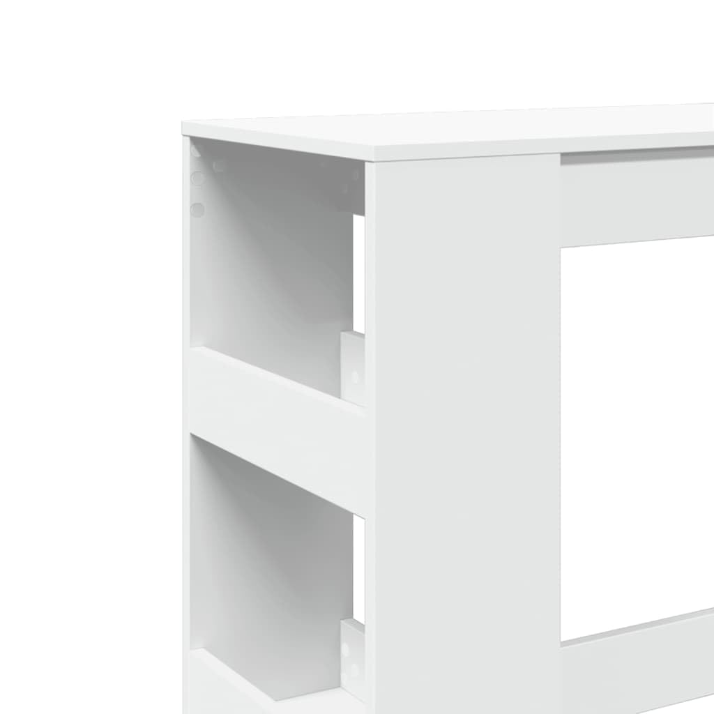 vidaXL Bartisch, Stehtisch mit Regal, Tresentisch für Küche Wohnzimmer Esszimmer, Küchentisch Loungetisch Bistrotisch, Weiß Holzwerkstoff