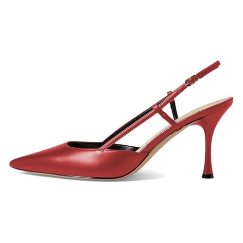 Tang'scuisins Women Fashion Slip on Slingback Buckle Pumps Closed Pointed Toe Stiletto High Heels Sandals Dress Party Wedding Prom Shoes Size 4-16 US2