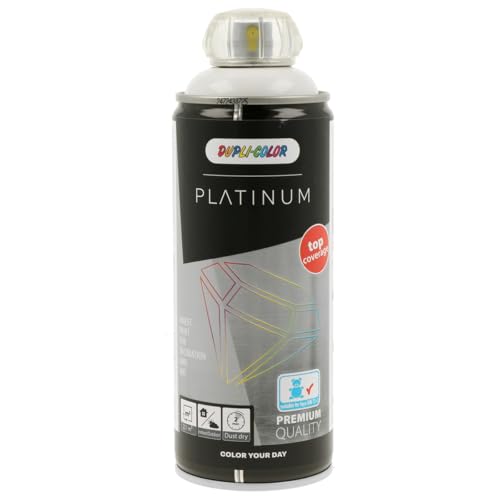 DUPLI-COLOR PLATINUM RAL 9010 reinweiß glänzend 400 ml Spraylack, schnelltrocknend, exzellente Deckkraft, hohe Ergiebigkeit, UV-beständig, lichtecht und langlebig