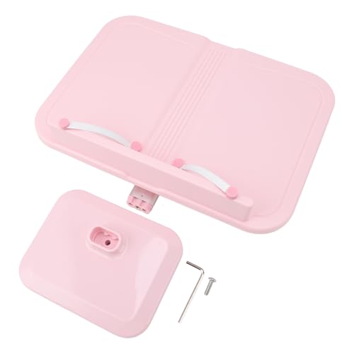 Soporte para libros ajustable para lectura con clips de página, soporte para libros de texto para tabletas, libros de cocina, soporte para libros de escritorio de ABS rosa con (Tipo de elevación)