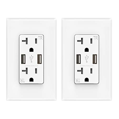 ELEGRP USB Charger Wall Outlet, Dual High Speed 4.0 Amp USB Ports