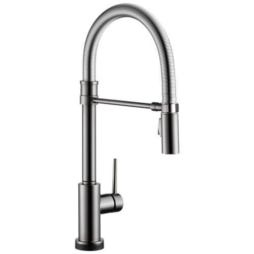 Image of Delta Faucet Trinsic Touch Kitchen Faucet with Touchless Technology, Black Pro Commercial Style Kitchen Faucet, Kitchen Faucets with Pull Down Sprayer, Black Stainless 9659TL-KS-DST