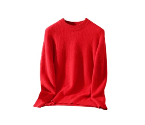 Suéter de manga larga para mujer, ajustado, cuello redondo, básico, suéter de punto cálido, rosso, M