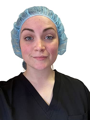 Endure Disposable Bouffant Cap- Blue, Hair Head Cover Net, Handmade, Nonwoven PP, Pack of 100 (21