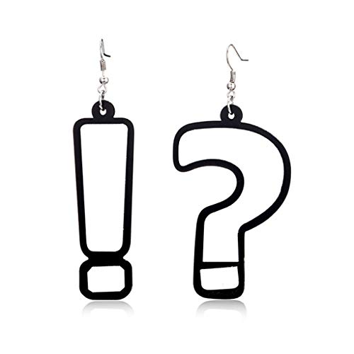 VOVOL 3D-Ohrringe mit Fragezeichen-Ausrufezeichen, Tropfen-Anhänger, Ohrringe, Geschenke für Frauen und Mädchen Cover