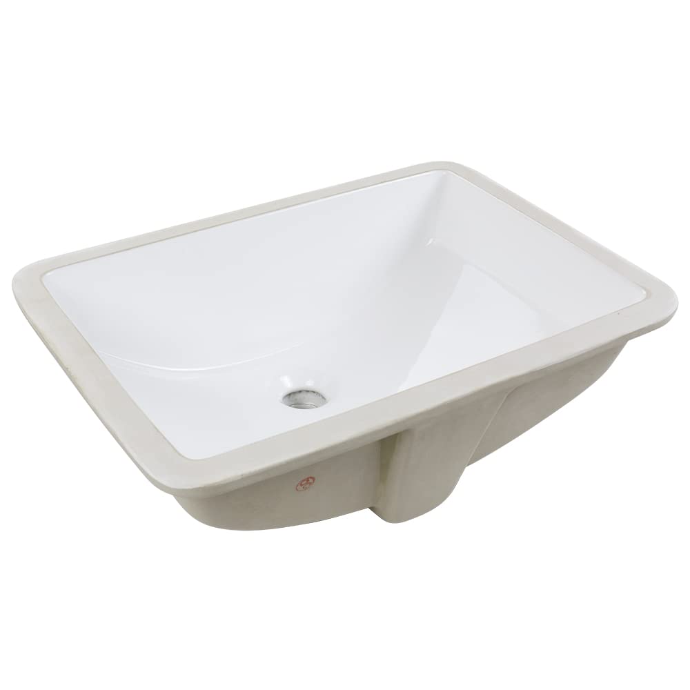 Enbol Bathroom Undermount Sink White Rectangular Ceramic Sink for Bathroom with Overflow - ECU1812