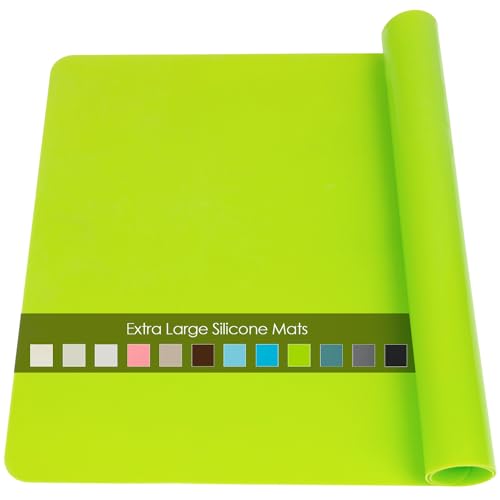 Image of Extra Large Silicone Table Mat, Silicone Mat for Crafts Kids Dinner Placemat Desk Countertop Waterproof Protector Heat Insulation Kitchen Pastry Rolling Dough Pad Tool, Green (23.6x15.7 inches)