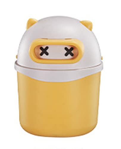 Wrtgerht Mini-Desktop-Papierkorb mit Deckel Gelb