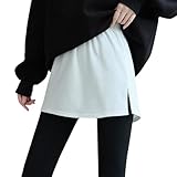 [Ymgot] 付け裾 レディース つけ裾 レイヤード風 スカート 無地 体型カバー 重ね着風 お尻 隠れる ペチコートカジュアル 無地 (JP, アルファベット, M, ホワイト)
