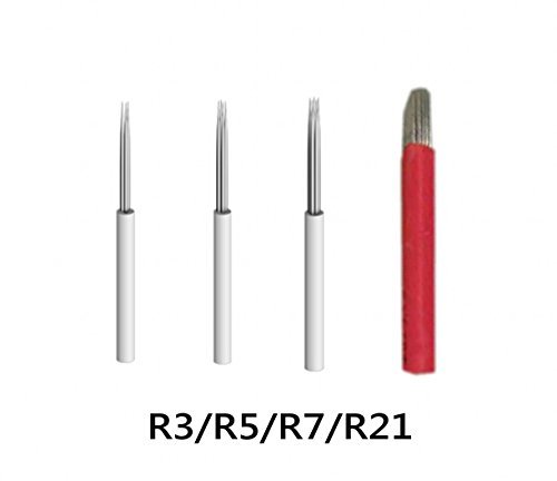 CHENGYIDA 100-PACK (4 Mixed Size R3/R5/R7/R21) Round Needles for Manual Pen Semi Permanent Makeup Manual Fog Pen Needle microblading Eyebrow Tatoo Pen tatuaje cejas