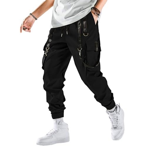 Mens Cargo Joggers Pants Casual Baggy Punk Techwear Trousers Hip Hop Harem Pants Tactical Track Sweatpants Streetwear