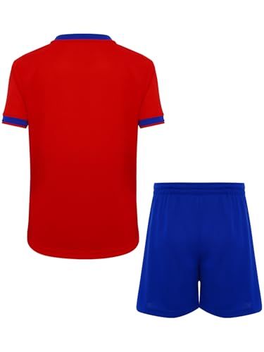 Kids Boys Sports Training Outfit Set Short-Sleeve T-Shirt with Athletic Shorts for Football2