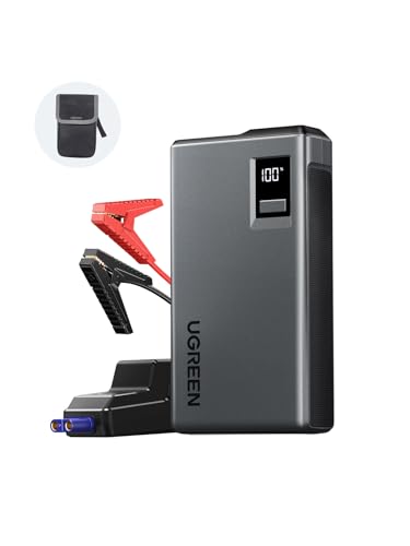 UGREEN Car Battery Jump Starter 1000A UltraSafe 12V Battery Pack 3 in 1 Battery Booster Jump Box 12000mAh Portable Power Bank with Digital Screen Jump Leads and LED Light for Emergency and Travel